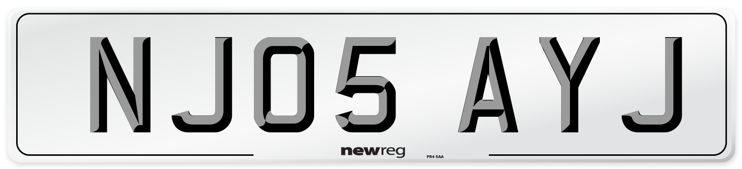 NJ05 AYJ Number Plate from New Reg
